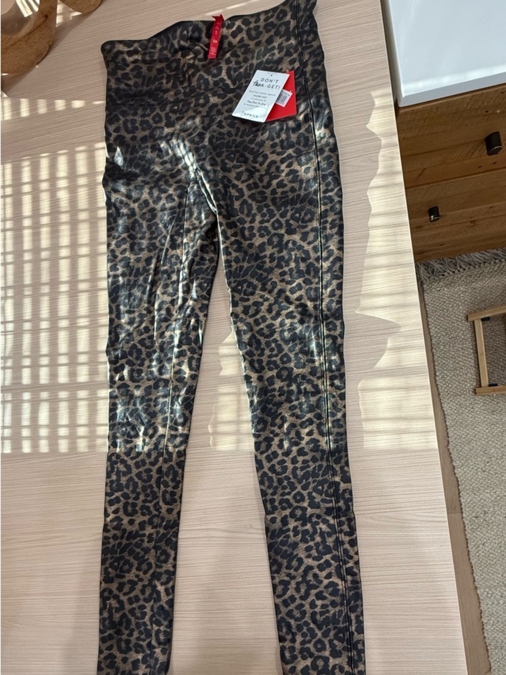 SPANX Leopard Print Faux Leather Skirt - Black and Gold